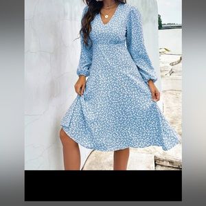 Ditsy Floral Lantern sleeve A-line Dress